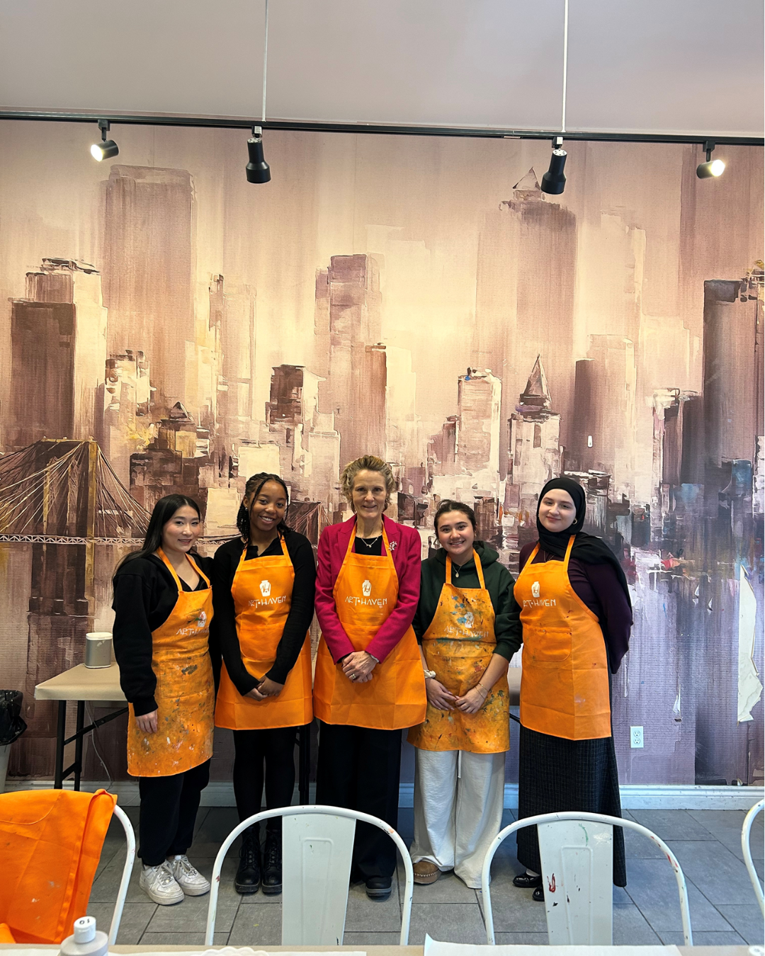 Mrs. Carney Paints with Students in Nepean at Local Pottery Café